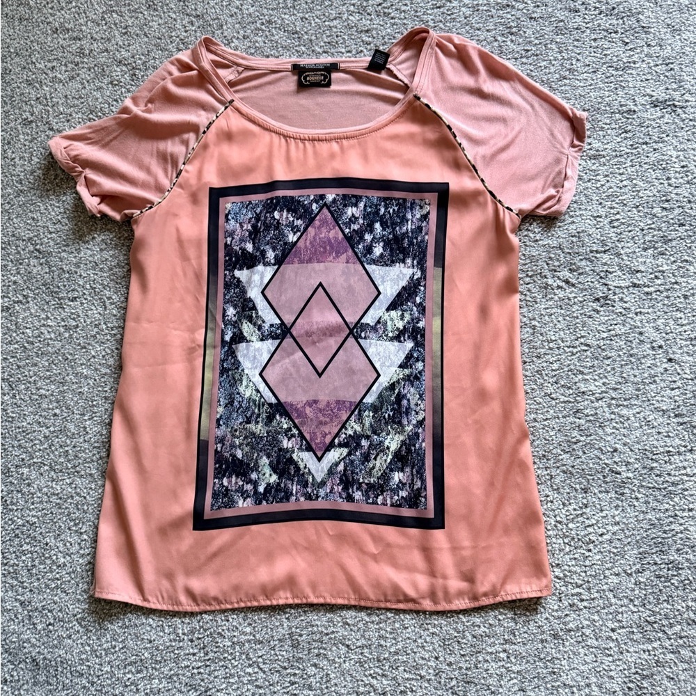 Scotch & Soda Pink Geometric Short Sleeve Tee